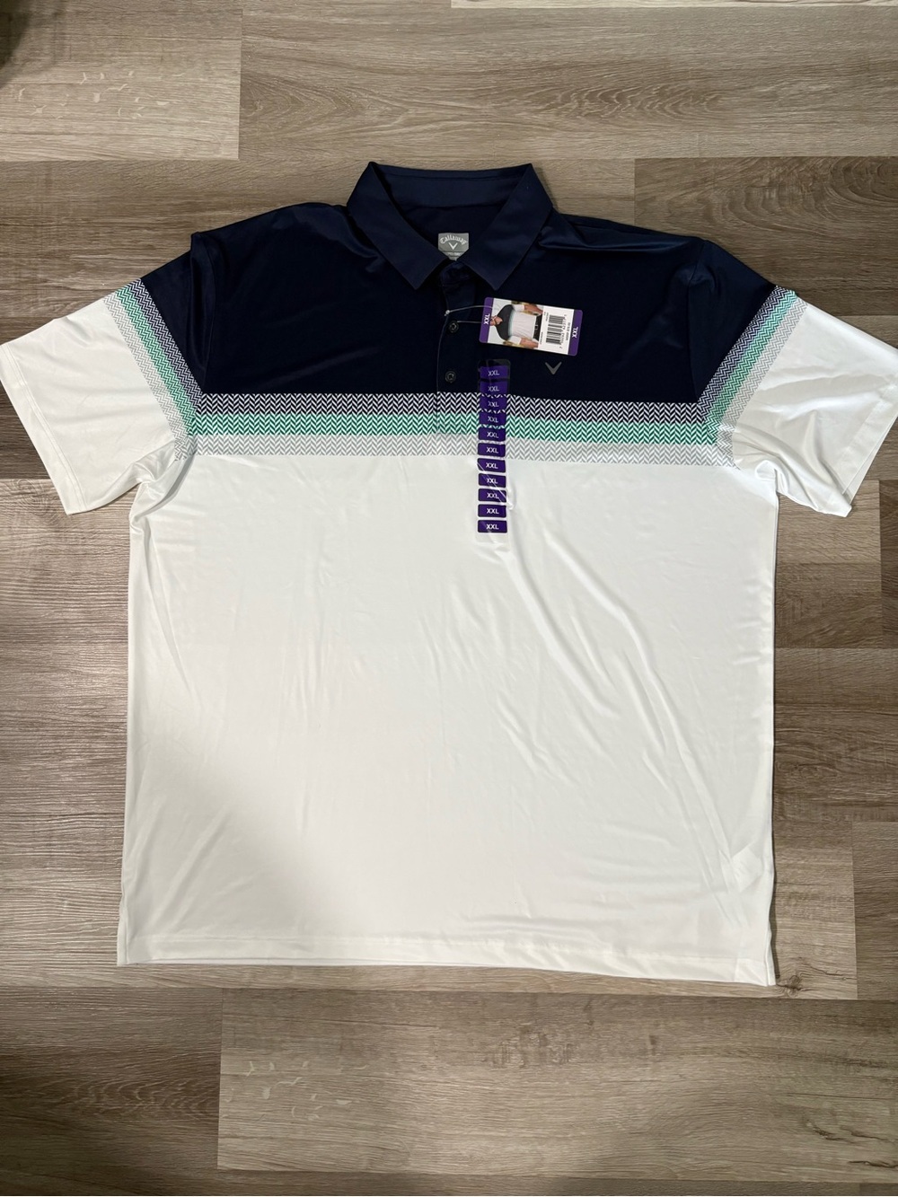 Callaway NWT Men's Colorblock Polo Golf Shirt - Navy and White